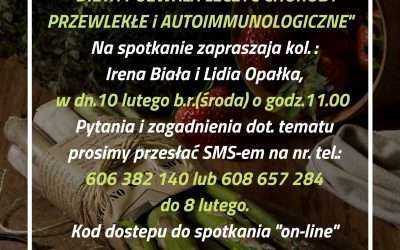 Spotkanie – prelekcja nt.: „DIETA POMAGA LECZYĆ CHOROBY PRZEWLEKŁE I AUTOIMMUNOLOGICZNE”